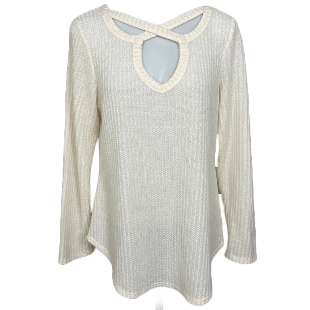Waffle Knit Thin Ivory Sweater Maurice’s Size Small 24/7 Brand Great Condition